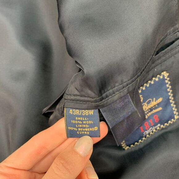 Brooks Brothers Blazer Mens 43R Black Wool 1818 Madison 2 Button Notch Lapel - Picture 8 of 14